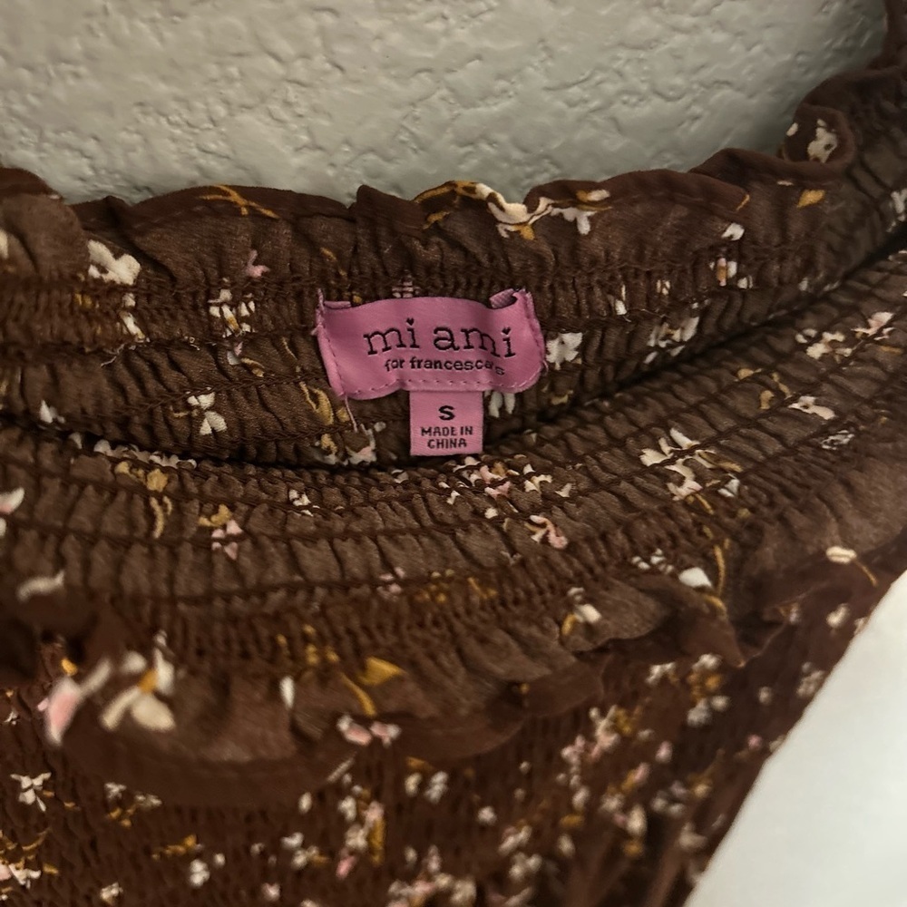 Miami for Francesca’s Brown Off the Shoulder Floral Dress Size S NWOT - Picture 2 of 4